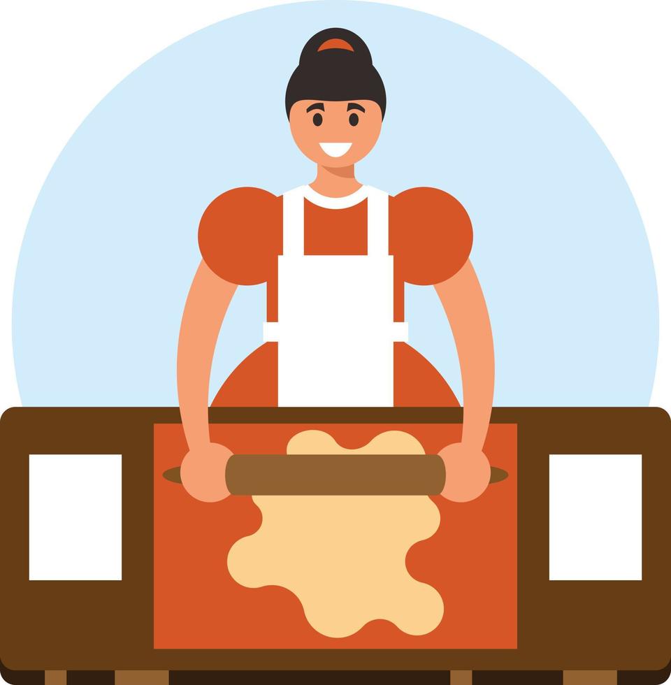 Image Of A Woman Working In The Kitchen vector