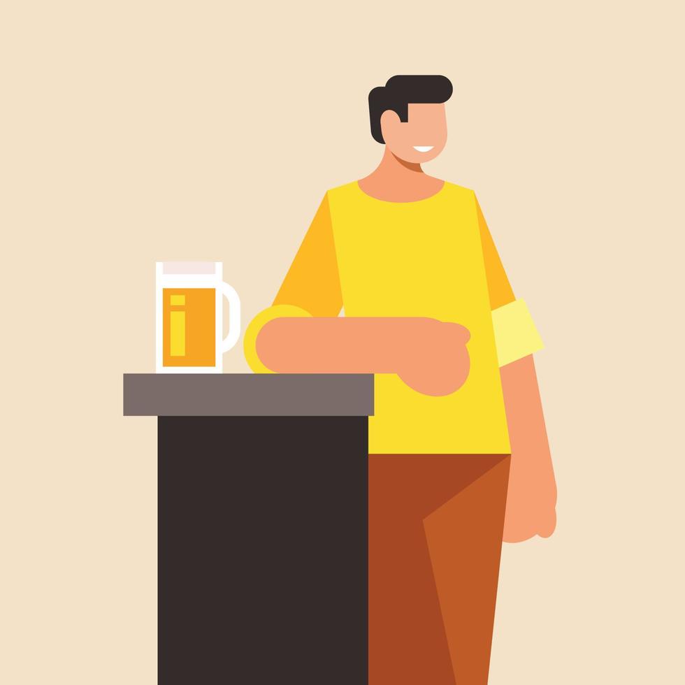 imagen de un hombre teniendo un bebida a el bar vector
