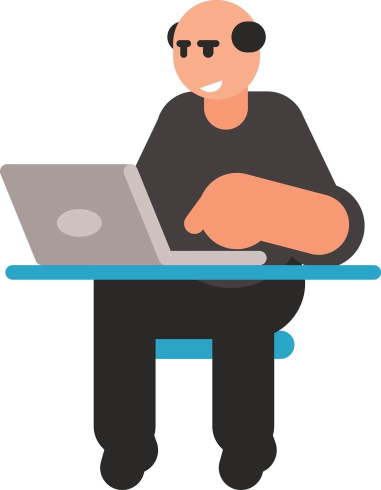 Image Of An Older Person Working On Laptop Computer vector
