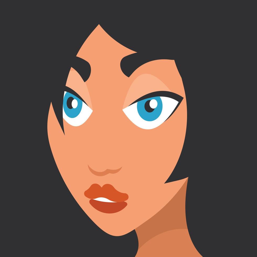 Cartoon Illustration Of A Young Woman'S Face vector