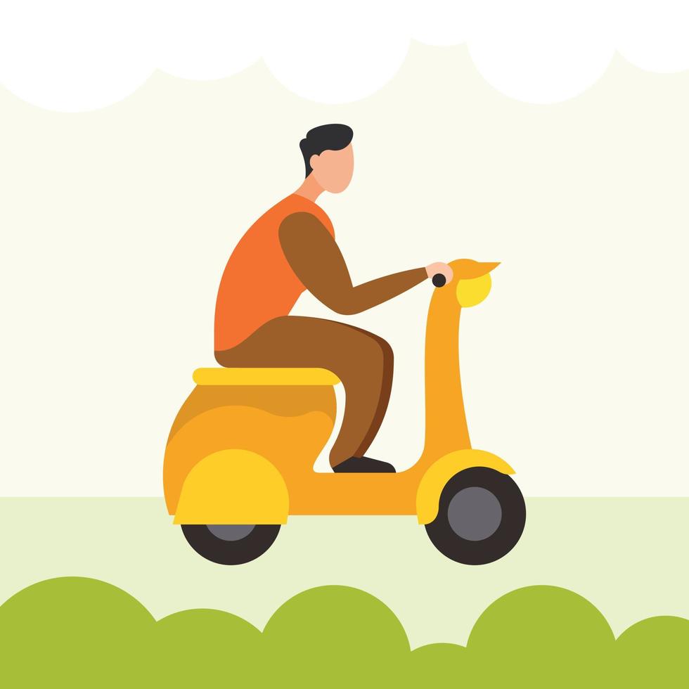 Image Of A Man Driving A Scooter vector