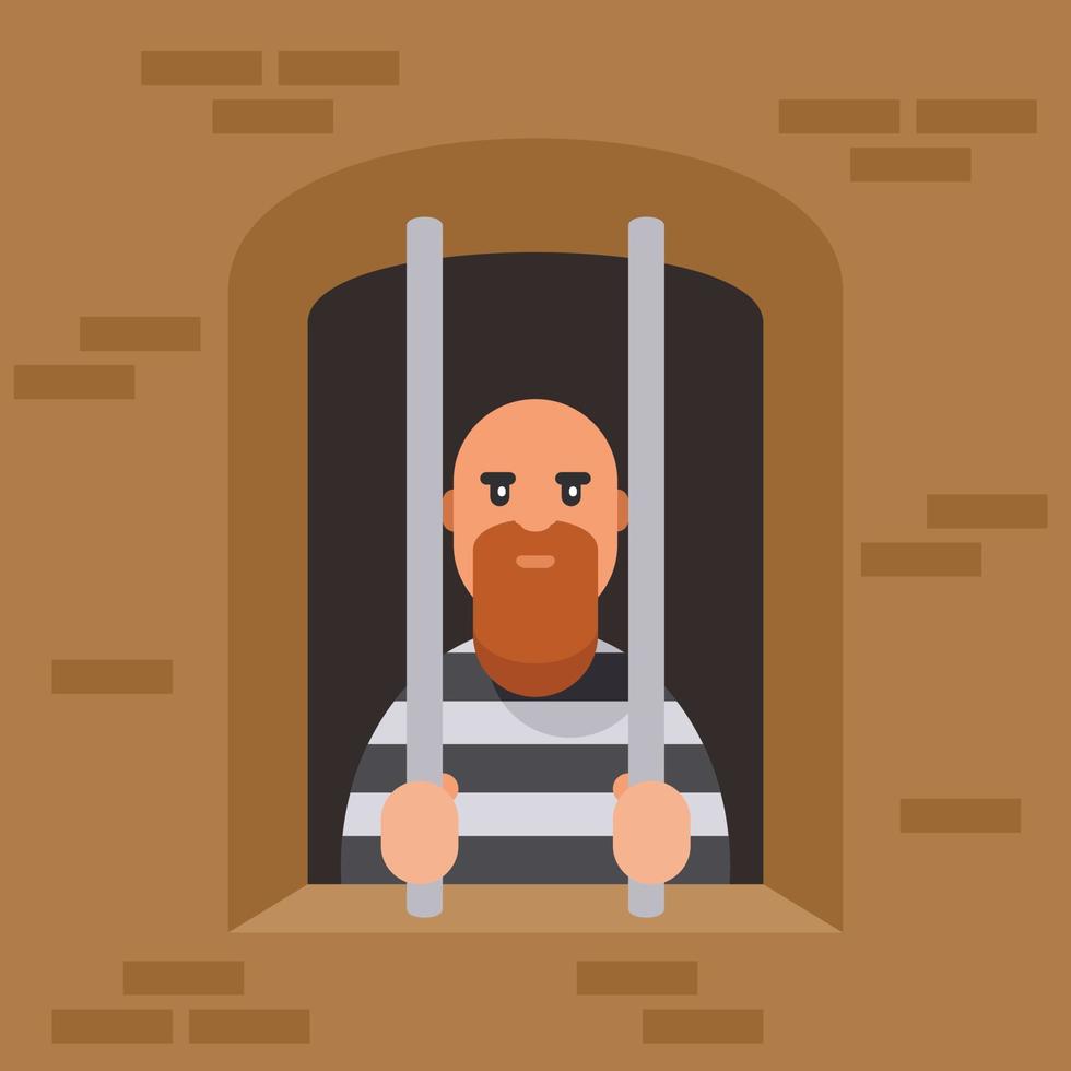 imagen de un prisionero detrás barras vector