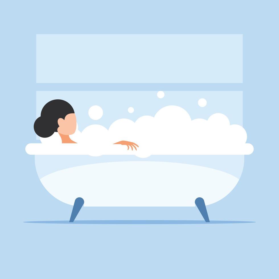 Image Of A Woman In A Bathtub vector