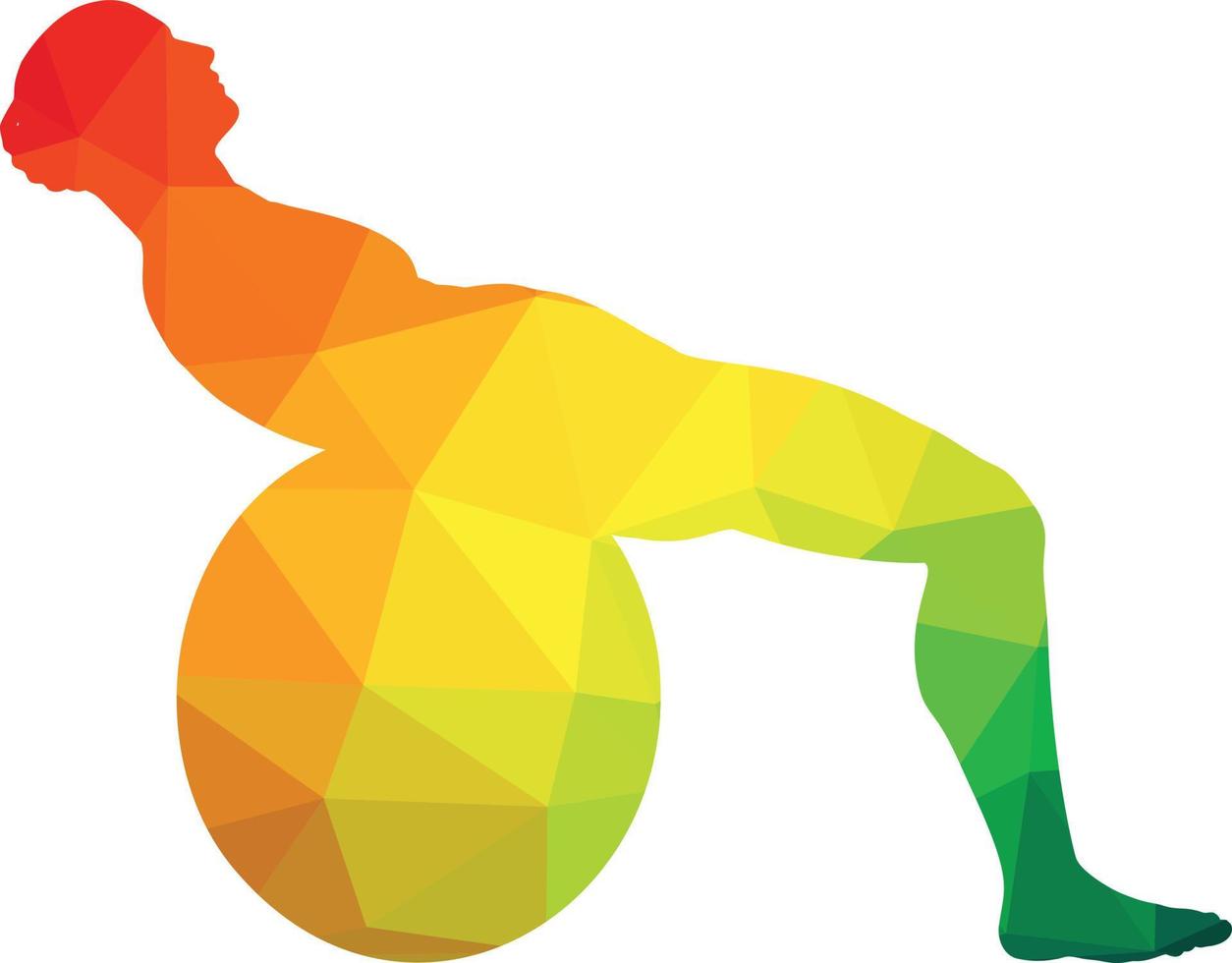 Image Of A Person Using Exercise Ball vector