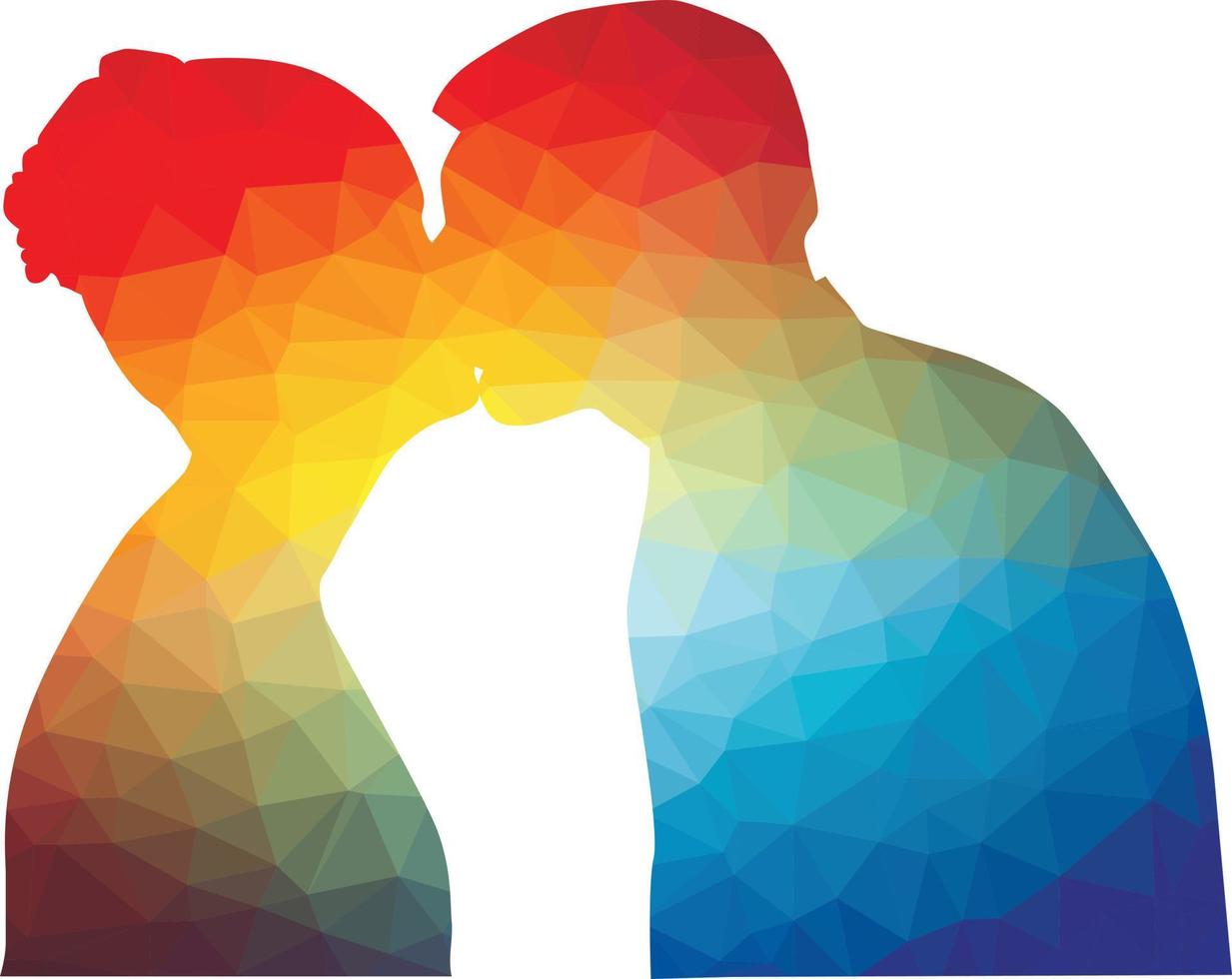 Colored Silhouette Of Man And Woman Kissing vector