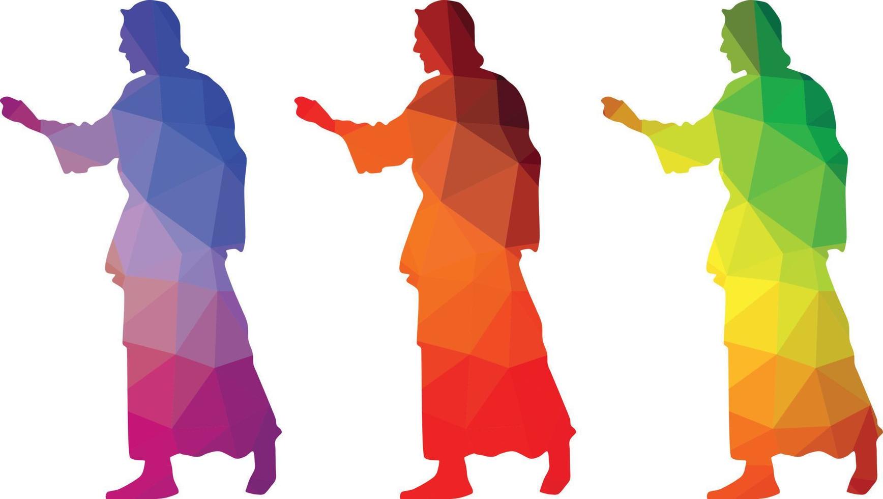 Silhouette Of Jesus Christ In Various Colors vector