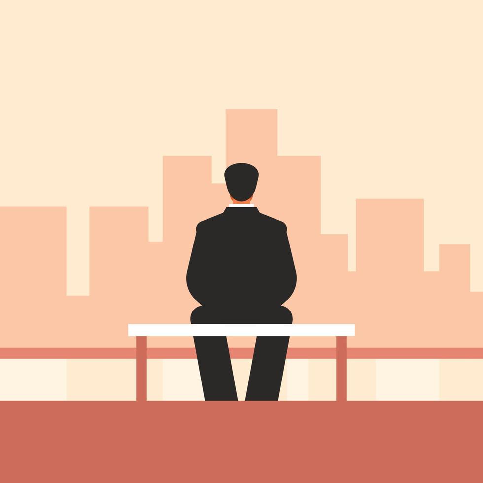 Illustration Of A Businessman Sitting On The Bench vector