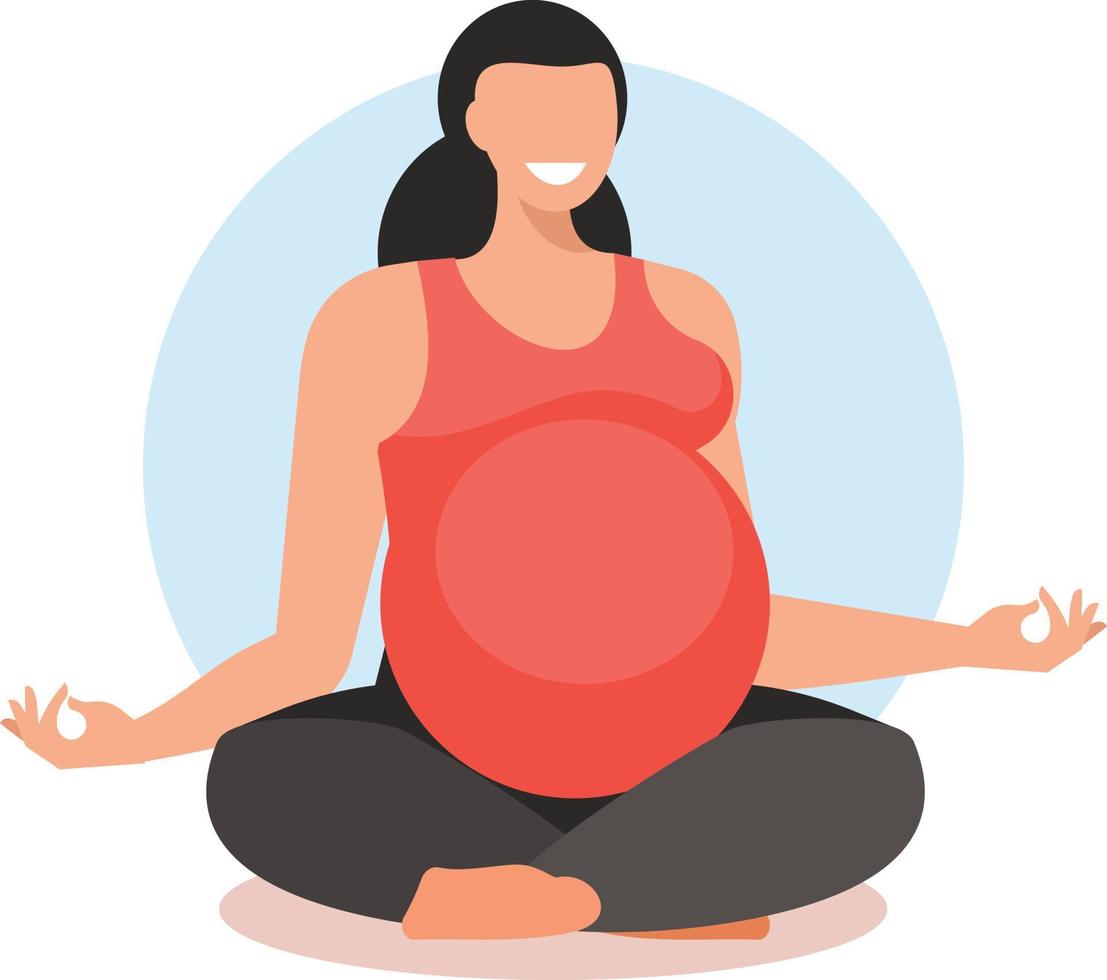 Image Of A Pregnant Woman Exercising Yoga vector