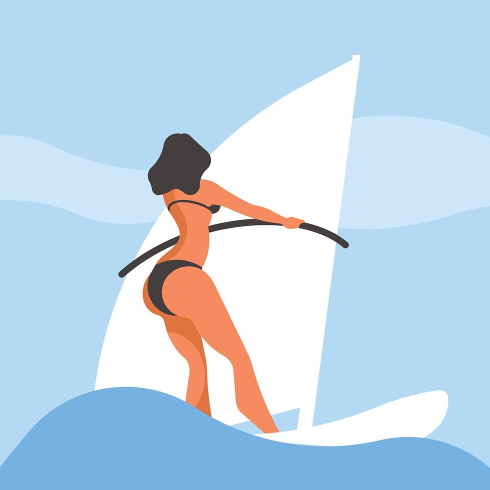 Image Of A Woman Surfing vector