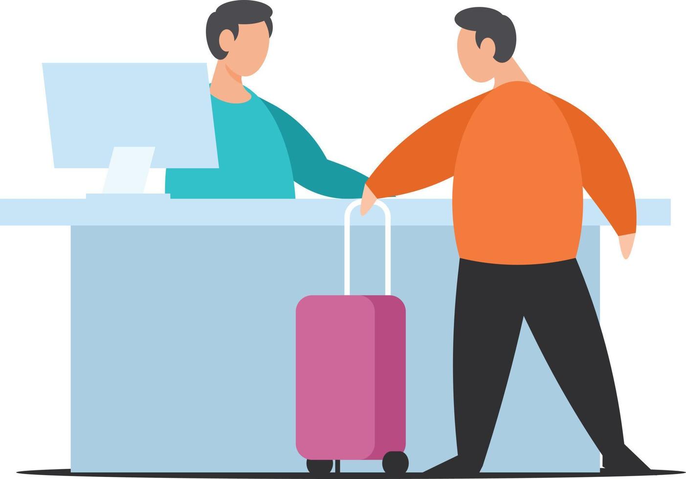 Image Of A Traveler On Airport Check-In Desk vector