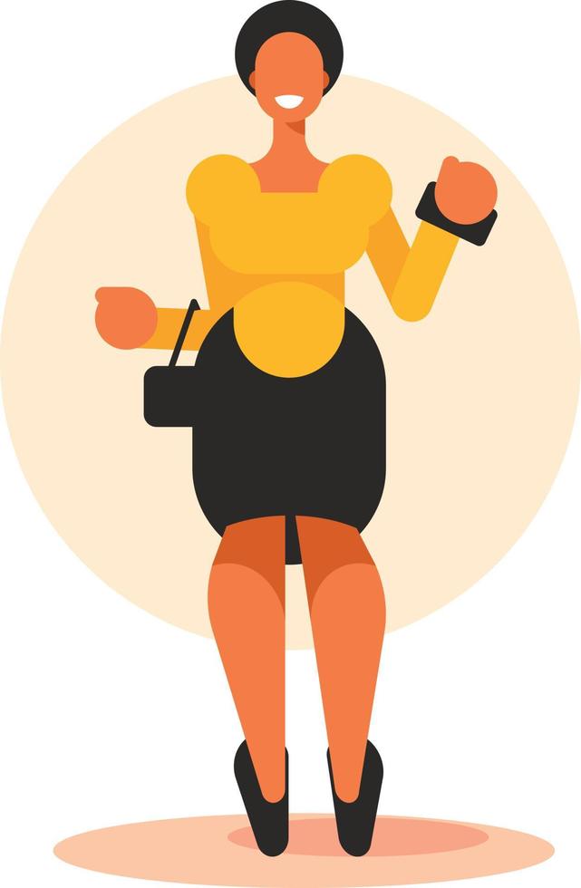 Image Of A Lady Holding A Purse And A Smartphone vector