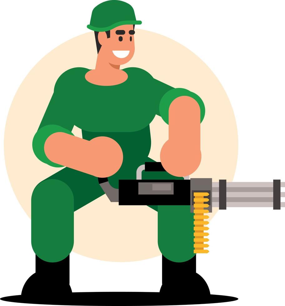 Image Of A Soldier Shooting With A Machine Gun vector