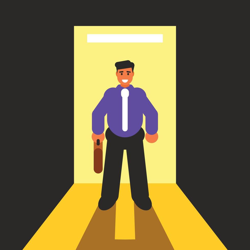 Image Of A Businessman Standing In The Doorway vector