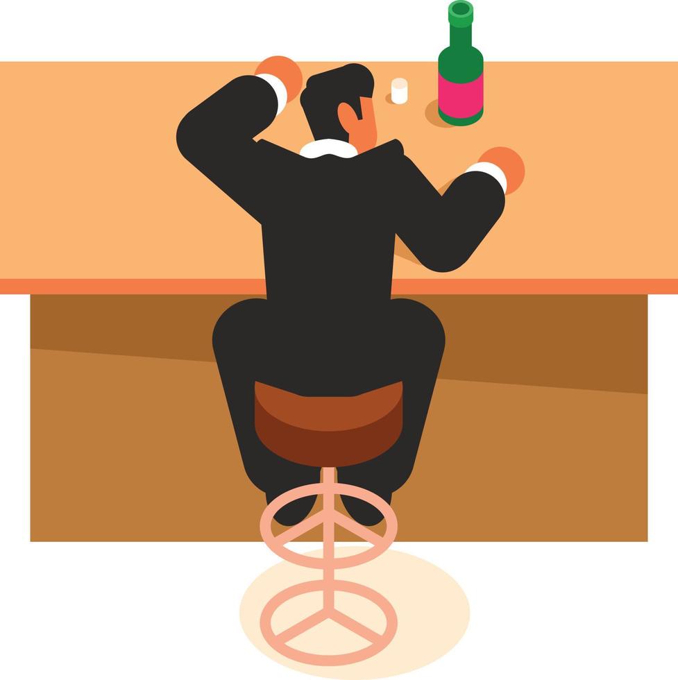 Image Of A Drunk Man At The Bar vector