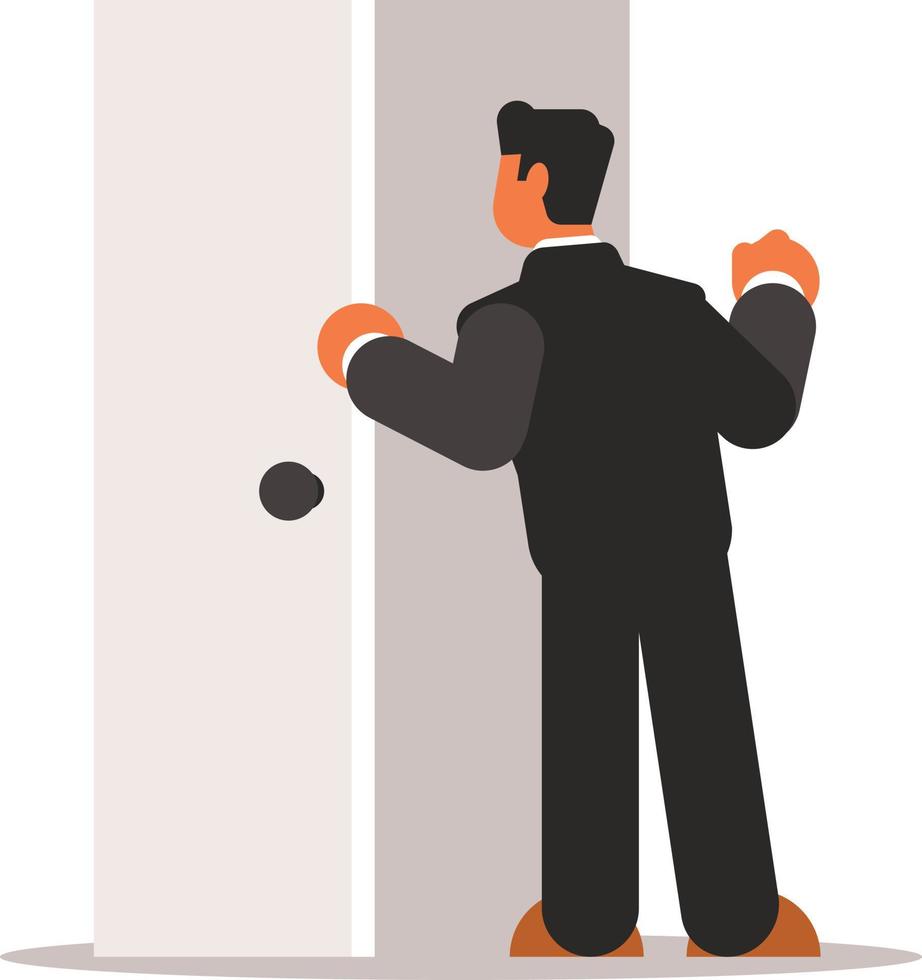 Image Of A Man Opening The Door vector