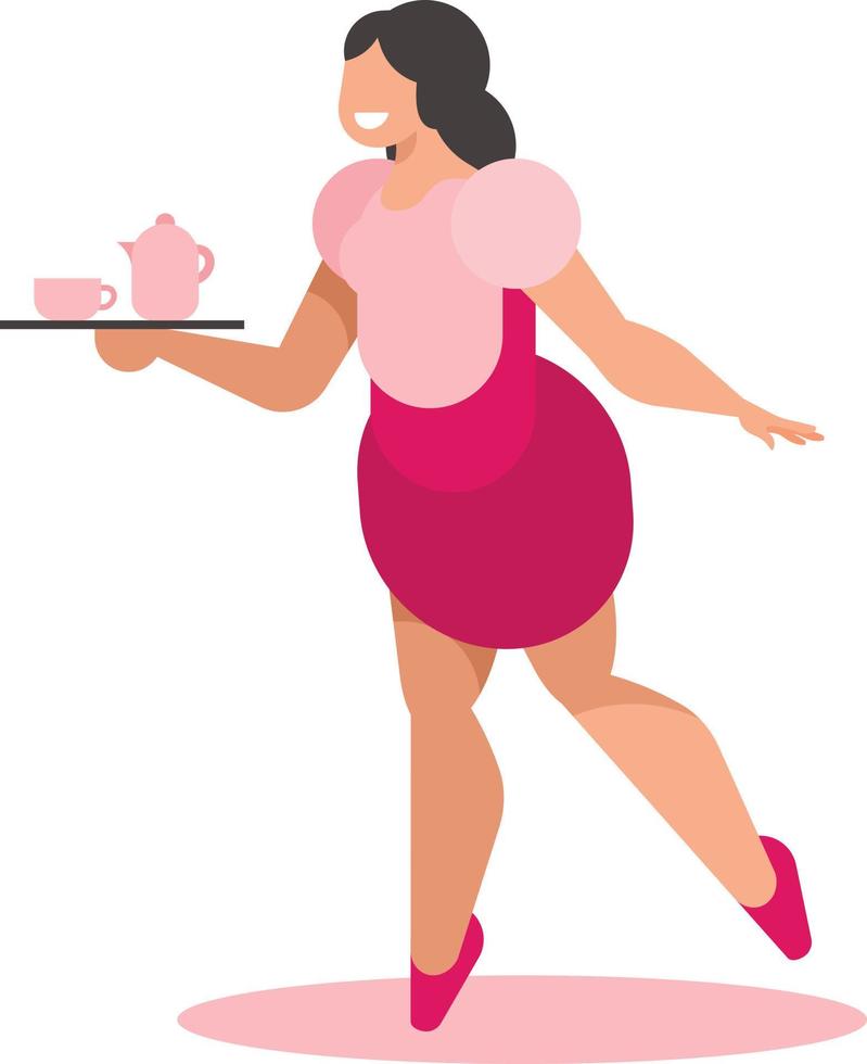 Image Of A Smiling Waitress vector