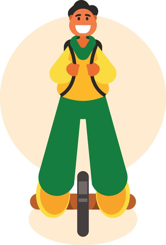 Image Of A Boy Riding A Monowheel vector
