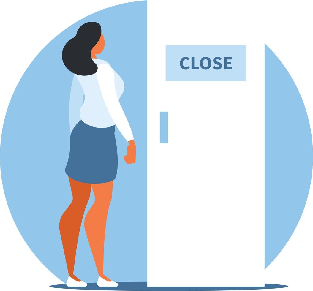 Image Of A Woman Exiting A Room vector