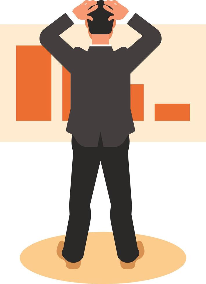Image Of A Disappointed Businessman Looking At The Chart vector