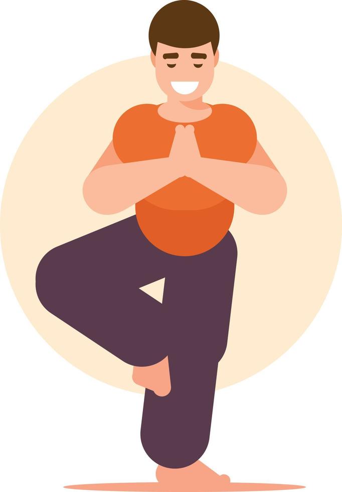 imagen de un chico hacer ejercicio yoga vector