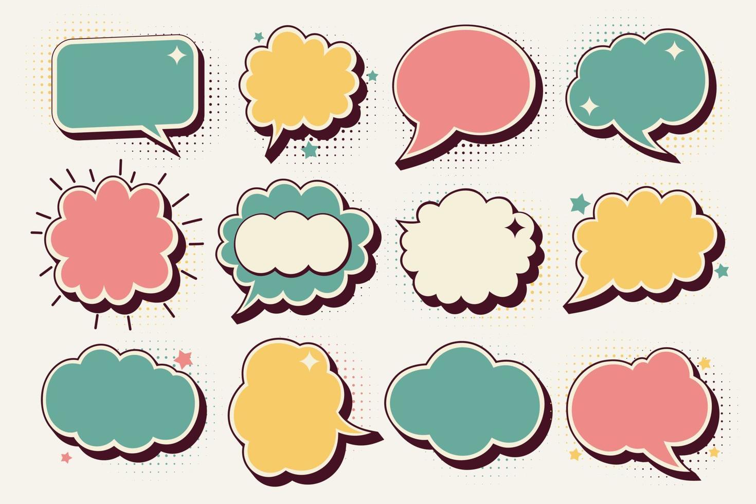 Set of retro comic speech bubbles. vector image.