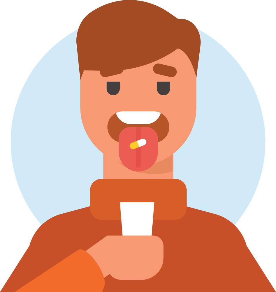 Image Of A Man Taking Medication vector