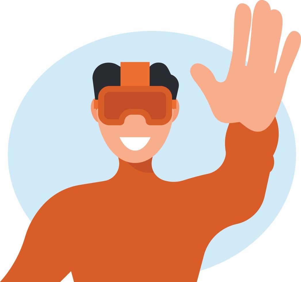 Image Of A Person With A Virtual Reality Device vector