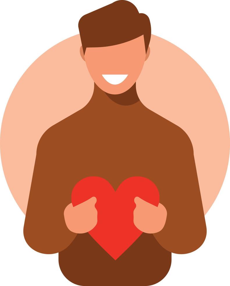 Image Of A Smiling Man Holding A Heart vector