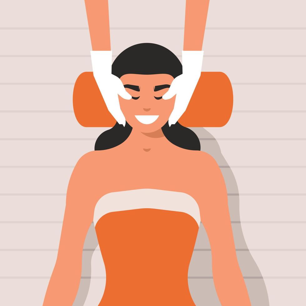 Image Of A Woman Receiving A Face Massage vector