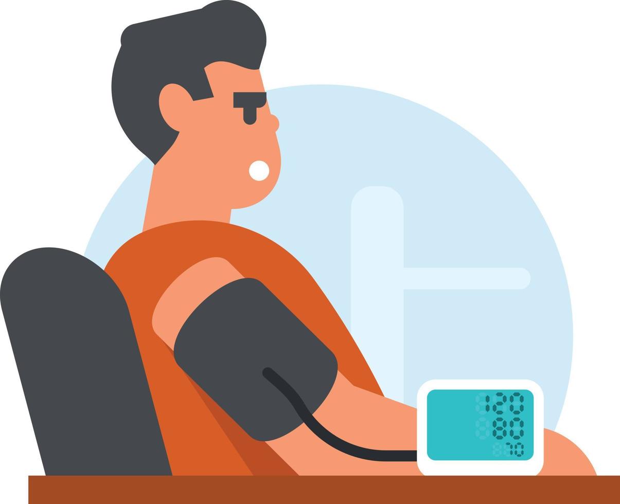 Image Of A Man Measuring His Blood Pressure vector