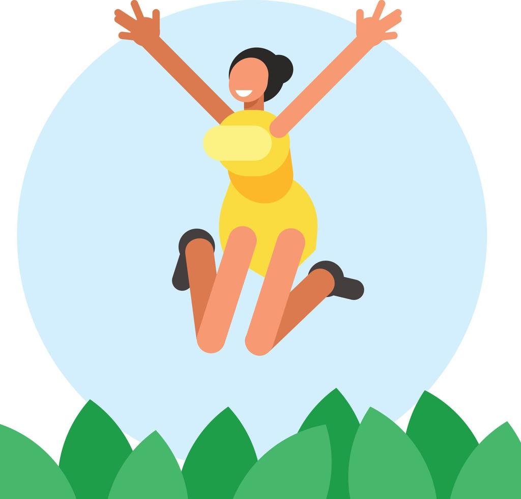Image Of A Girl Jumping In Joy vector