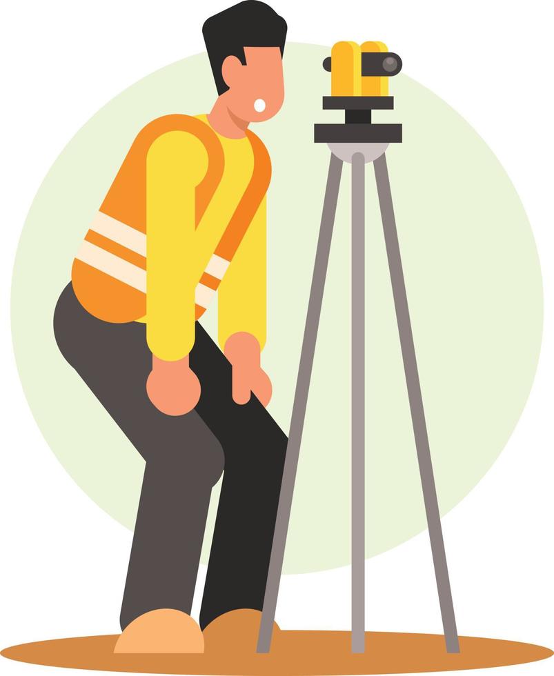 Image Of A Construction Engineer Looking Through A Theodolite vector