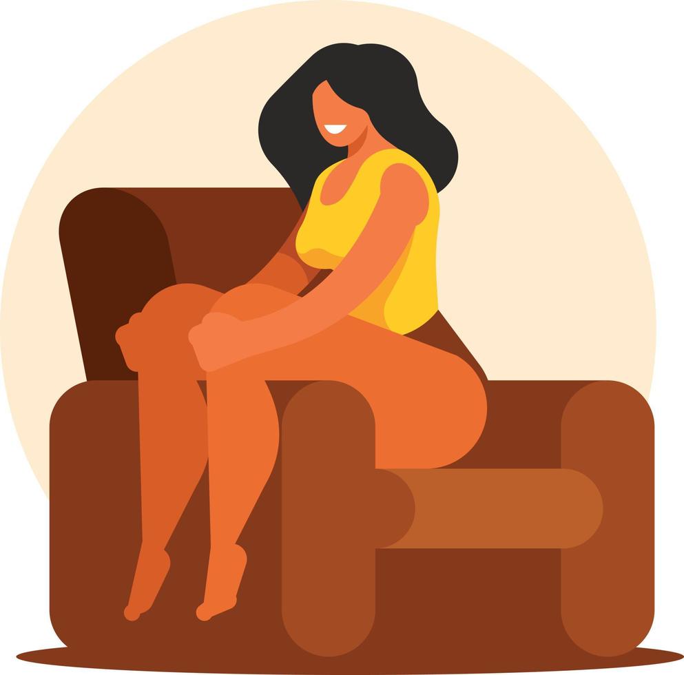 Image Of A Girl Sitting In The Armchair vector