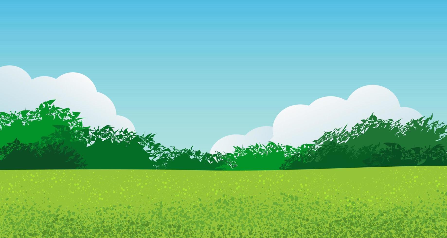 Banner with nature landscape. Eco vector background in cartoon style. Vector illustration with green meadow, sky, clouds and bushes. Banner for summer, spring sale.