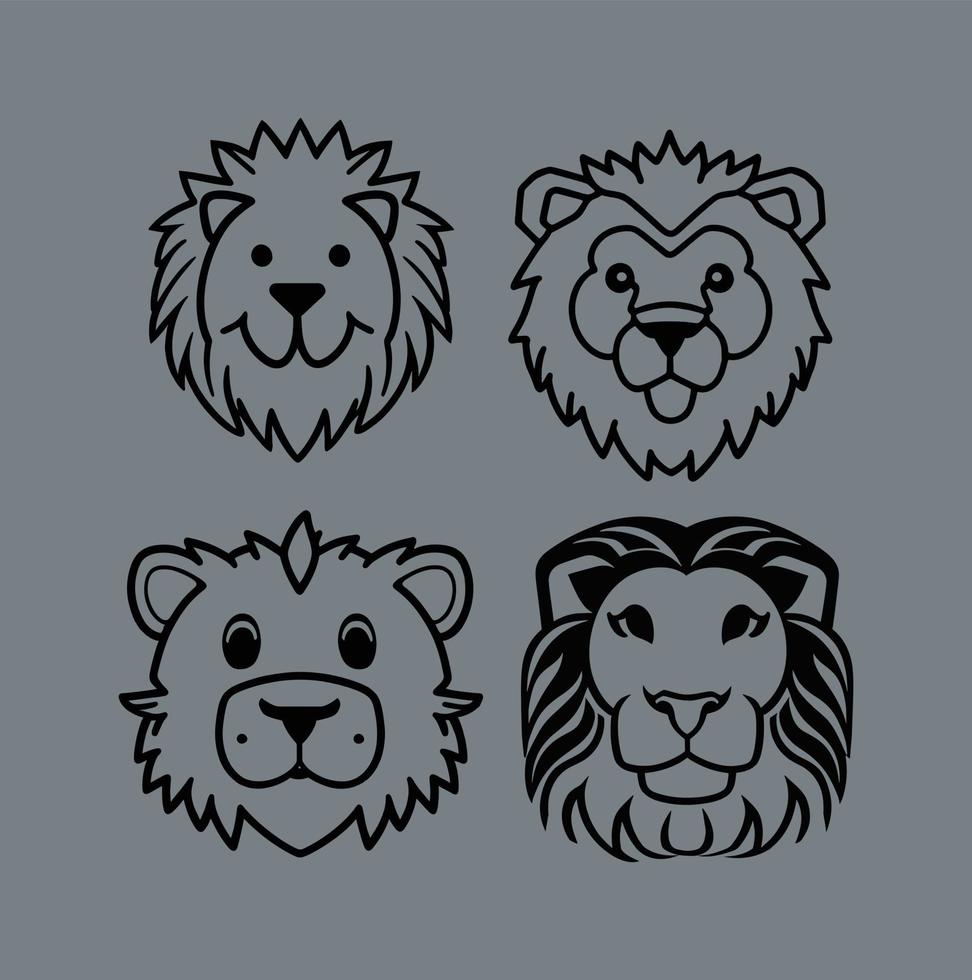 Lion Head  Line Art Vector. Animal mascot vector