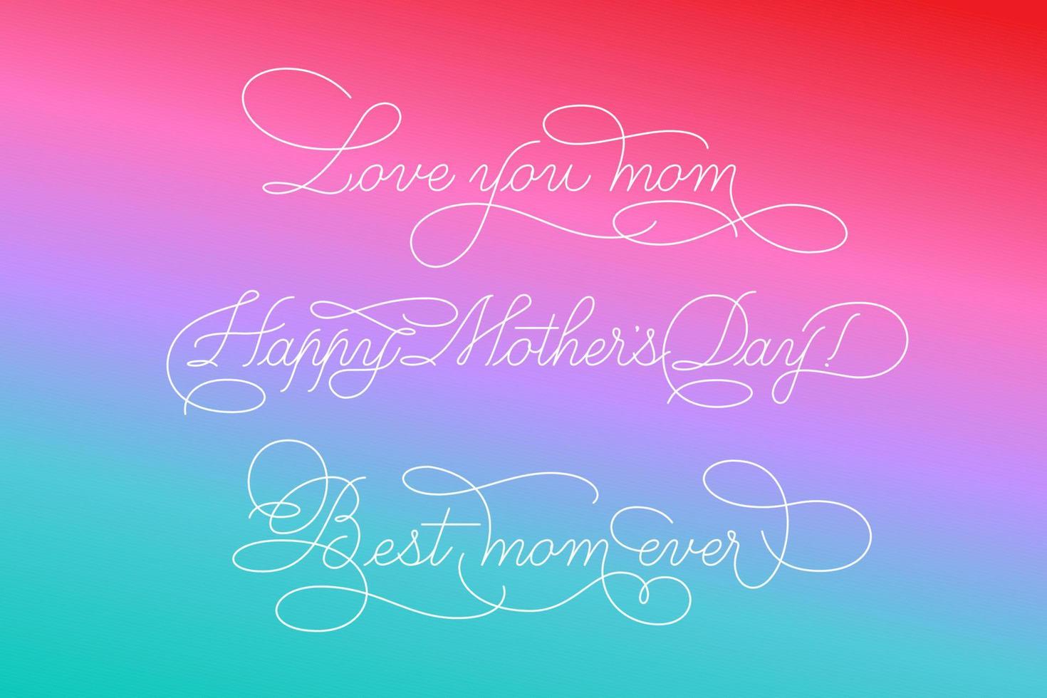 Happy Mothers Day - calligraphic lettering with elegant flourishes. Modern line calligraphy isolated on white background. Vector text in linear style, editable stroke wight.