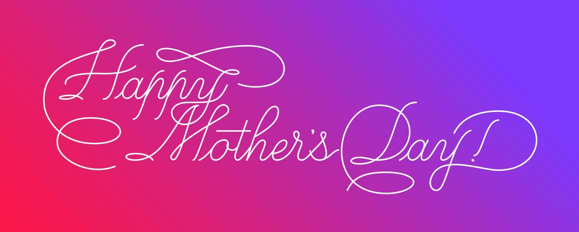 Happy Mothers Day - calligraphic lettering with elegant flourishes. Modern line calligraphy isolated on white background. Vector text in linear style, editable stroke wight.