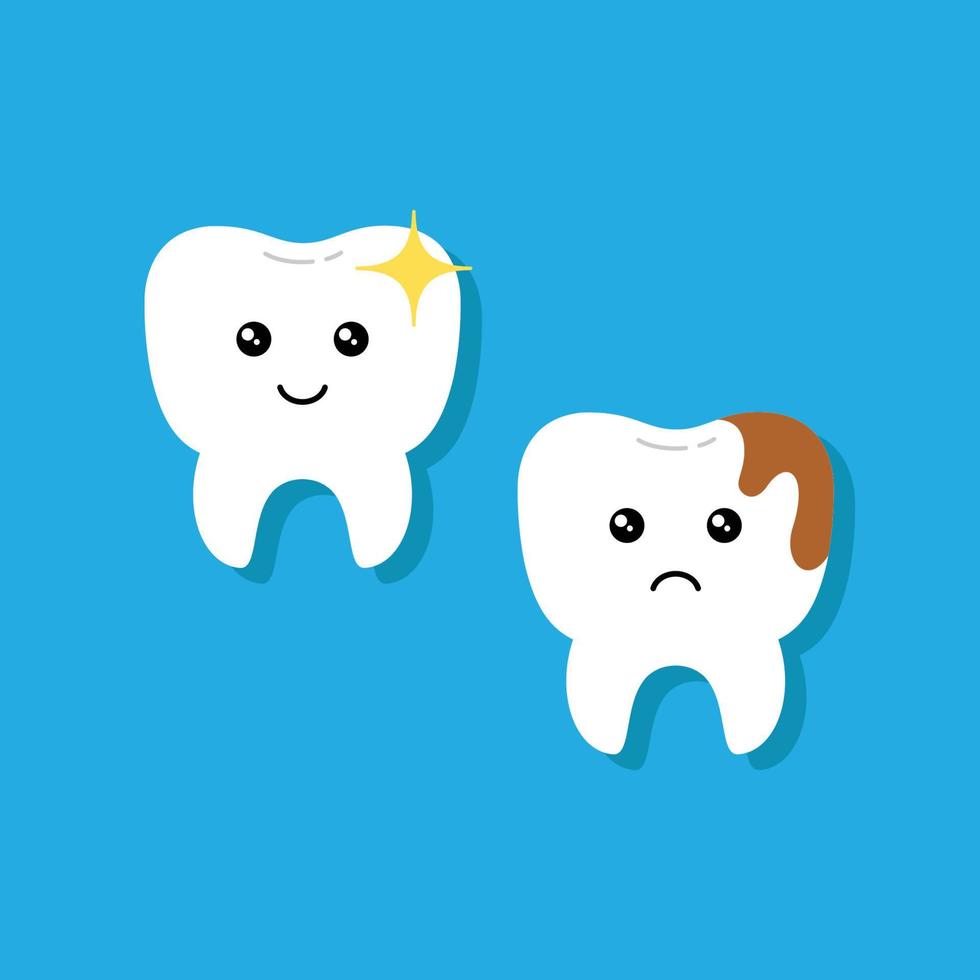 ilustración de sano y dañado dientes vector