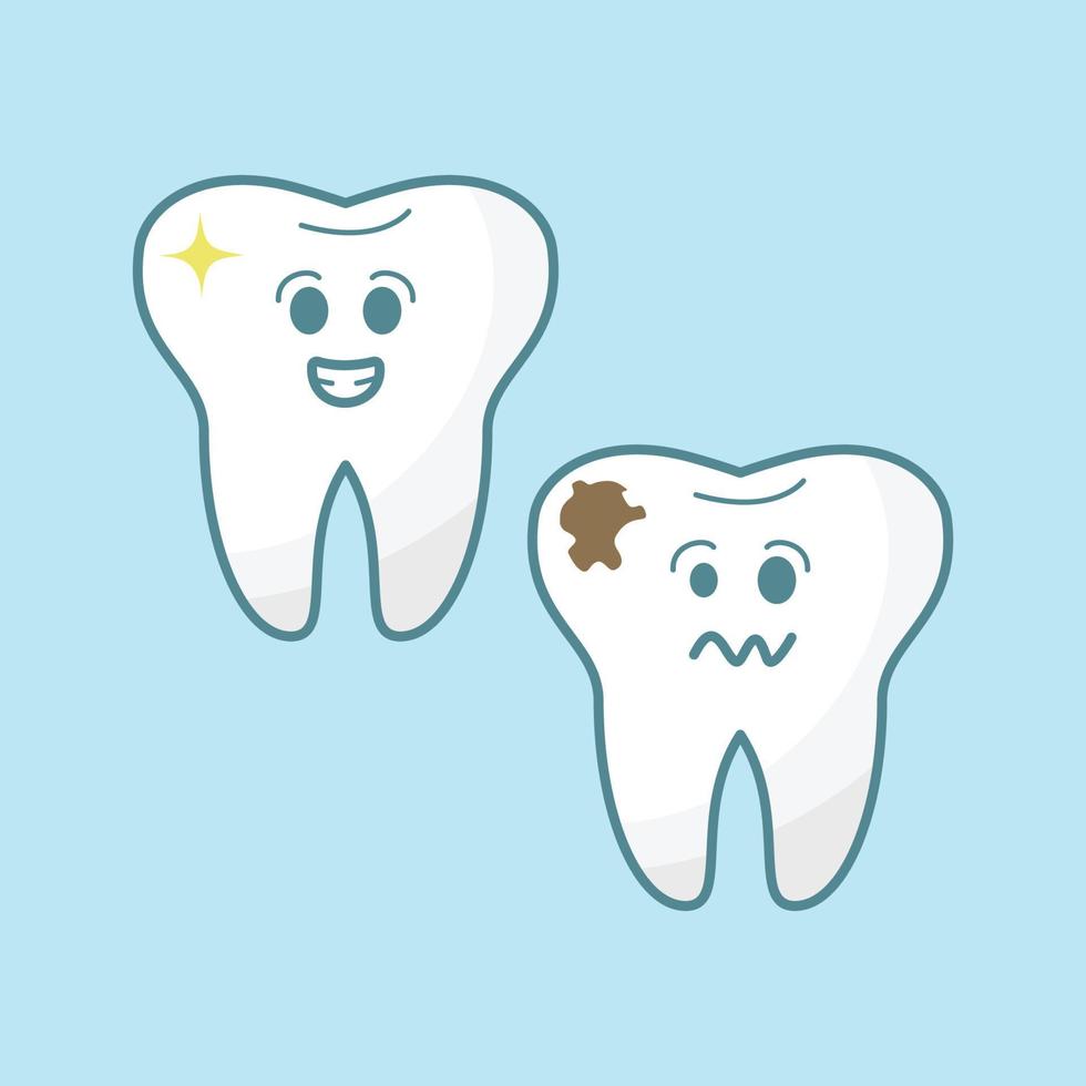 ilustración de bueno y malo dientes vector