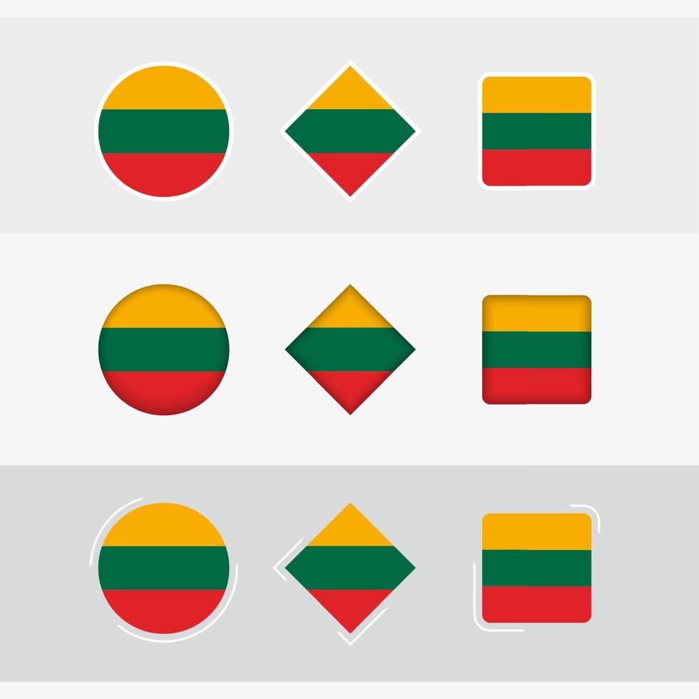 Lithuania flag icons set, vector flag of Lithuania.