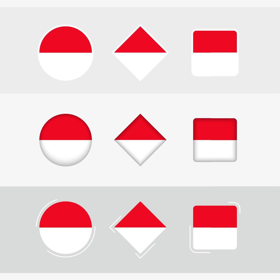 Monaco flag icons set, vector flag of Monaco.