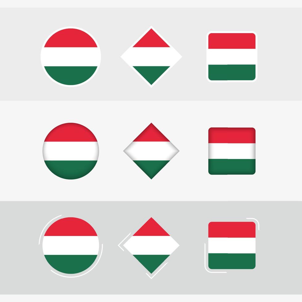 Hungary flag icons set, vector flag of Hungary.