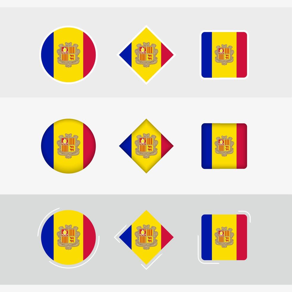 Andorra flag icons set, vector flag of Andorra.