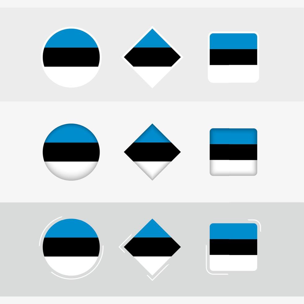 Estonia bandera íconos colocar, vector bandera de Estonia.