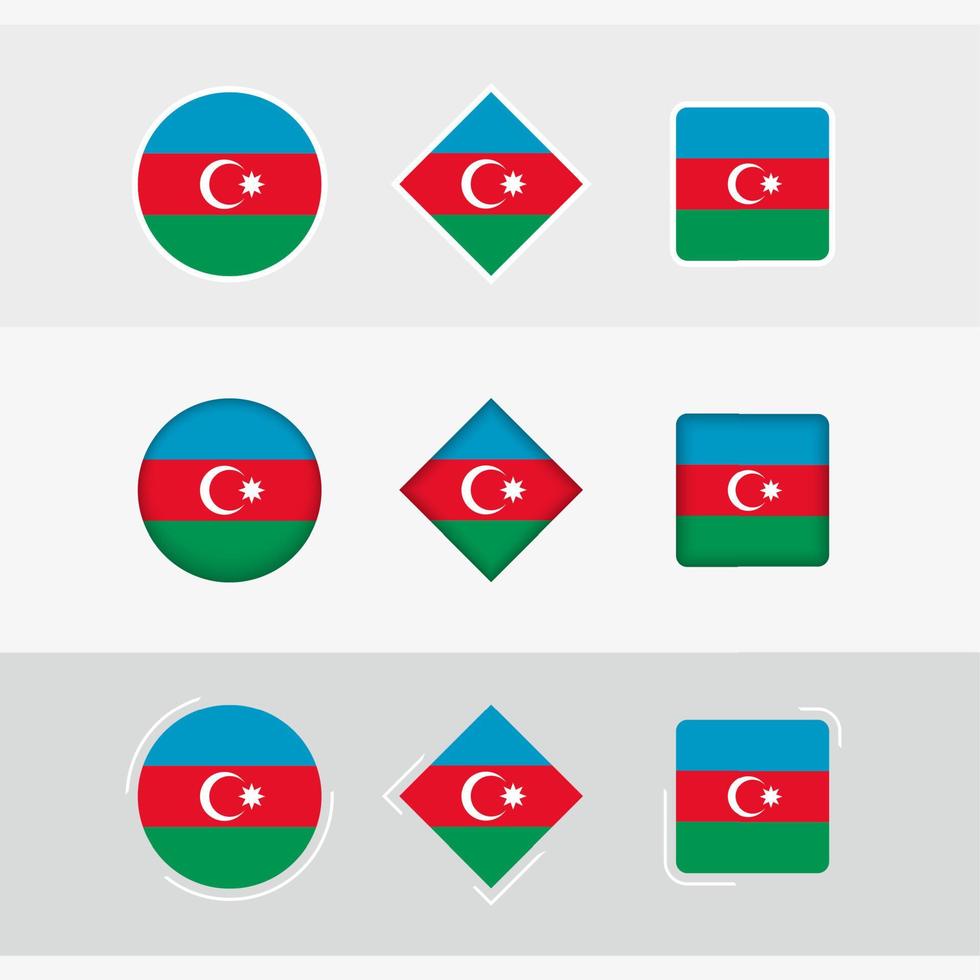 Azerbaijan flag icons set, vector flag of Azerbaijan.