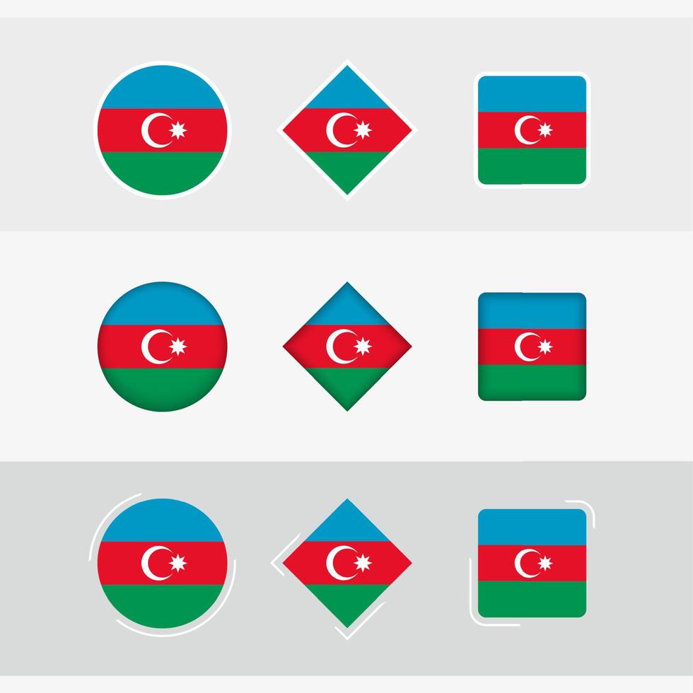 azerbaiyán bandera íconos colocar, vector bandera de azerbaiyán