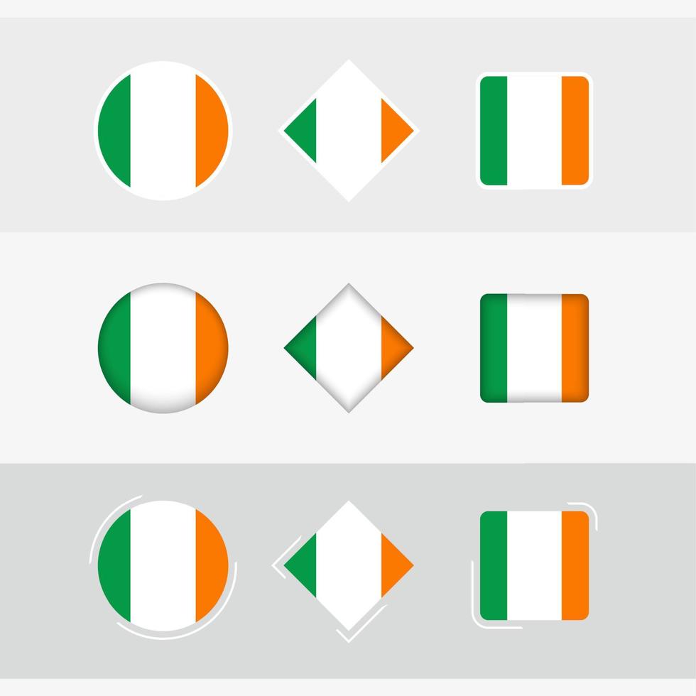 Ireland flag icons set, vector flag of Ireland.