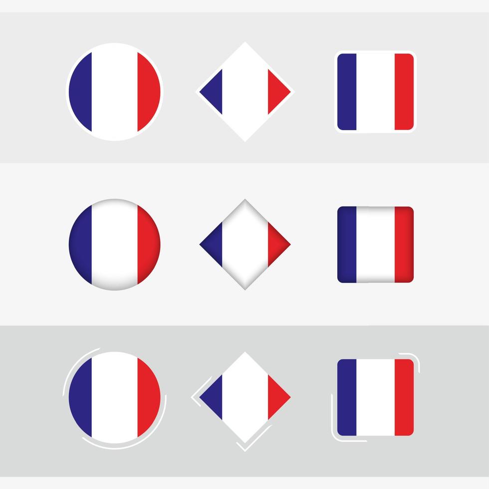 France flag icons set, vector flag of France.