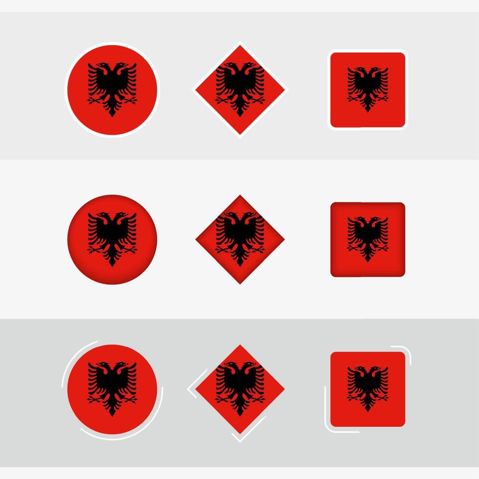 Albania flag icons set, vector flag of Albania.