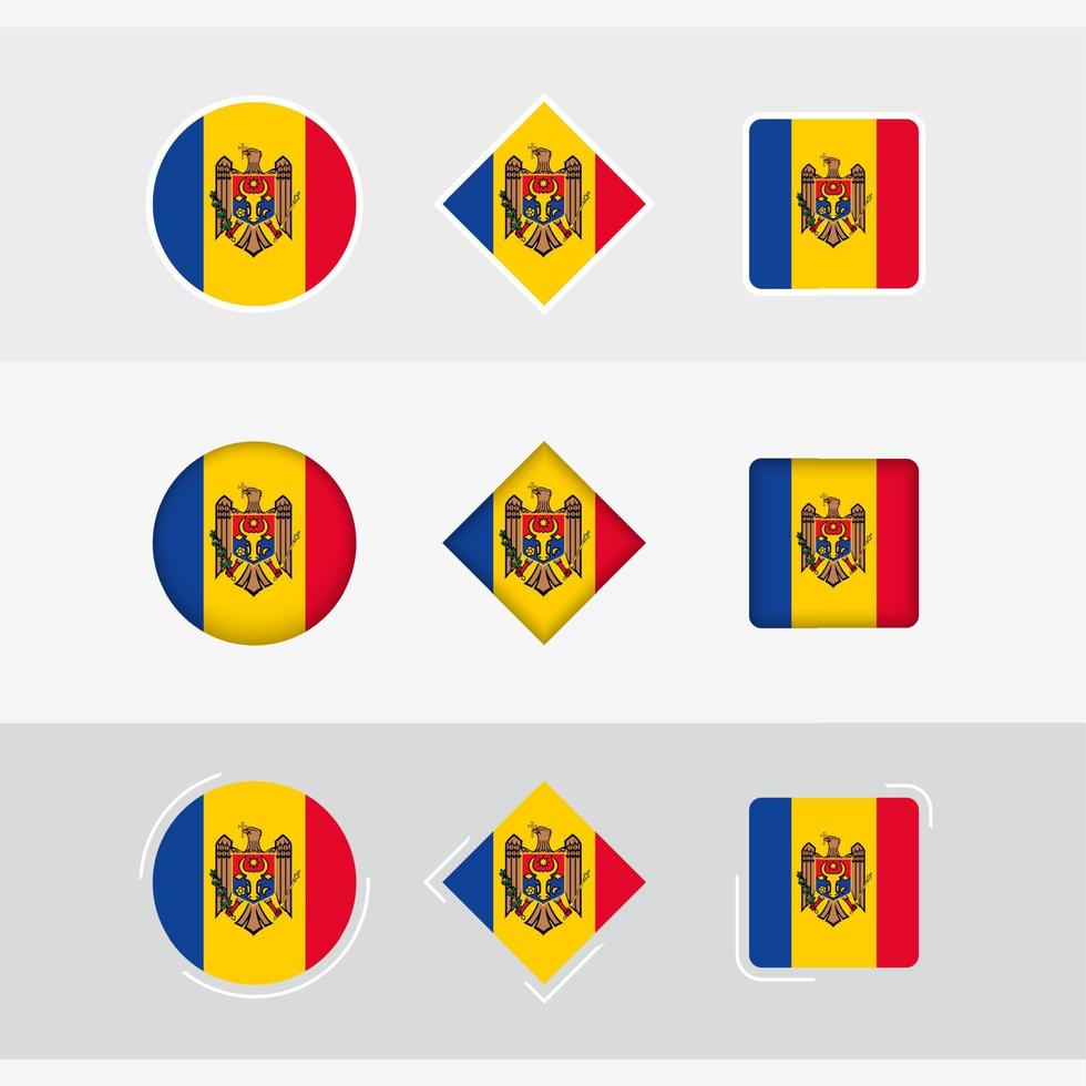 Moldavia bandera íconos colocar, vector bandera de Moldavia.